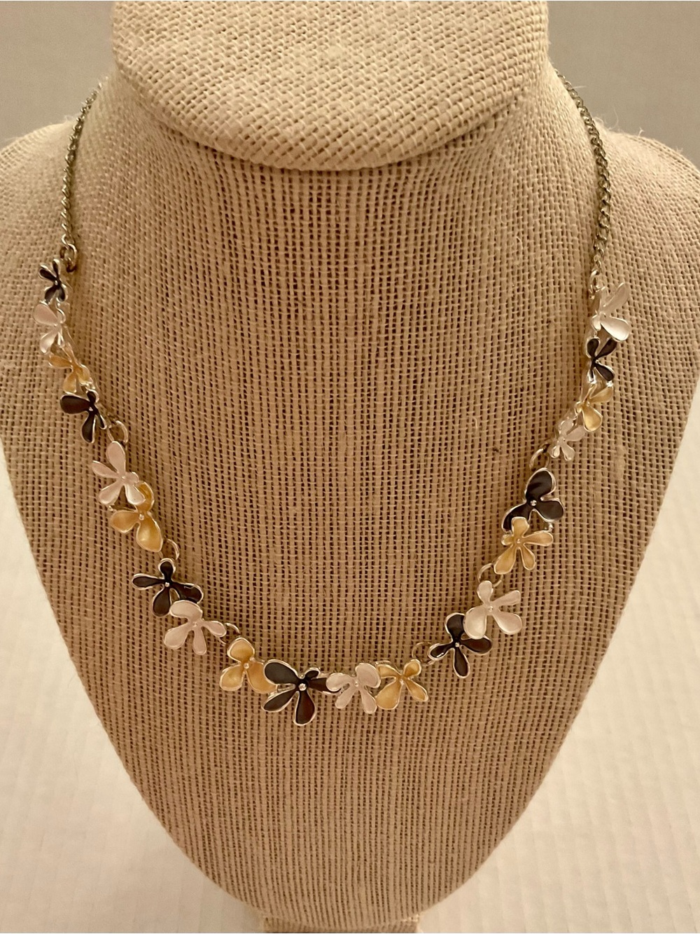 Vintage Inspired Enamel Flower Collar Statement Necklace & Matching Earrings